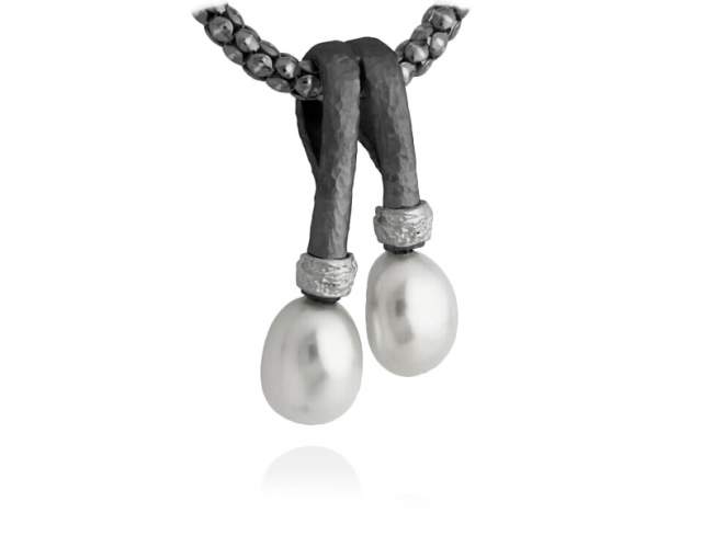 Pendant DUET in oxidized Silver de Marina Garcia Joyas en plata Pendant in 925 sterling silver and freshwater cultured pearls  (Chain is not included)