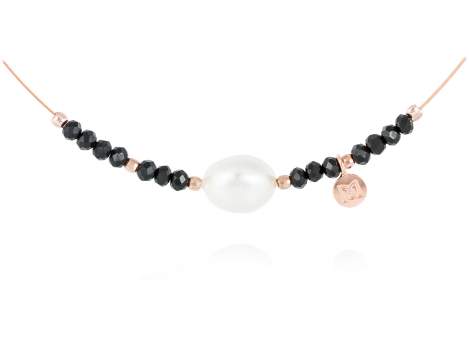 Necklace ZEN Black in rose silver