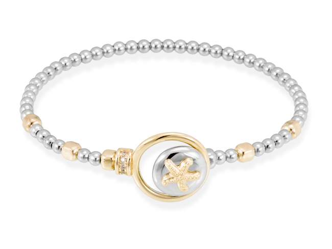 Bracelet CORAL White in golden silver de Marina Garcia Joyas en plata Bracelet in 18kt yellow gold and rhodium plated 925 sterling silver and white cubic zirconia. (wrist size: 18 cm.)