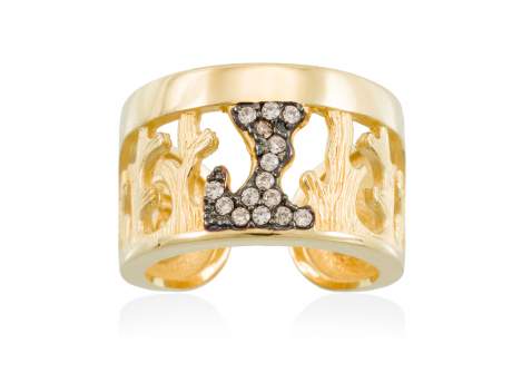 Ring CORAL Cognac in golden silver