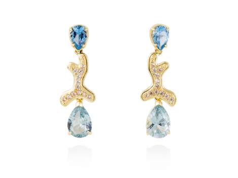 Earrings BLUE Blue in golden silver