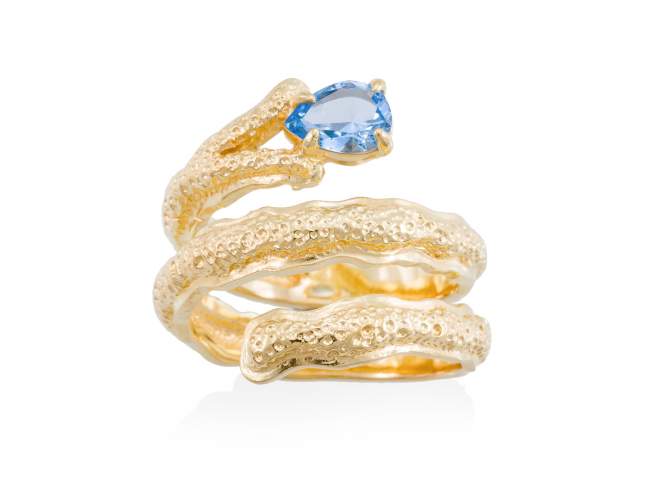 Ring BLUE Blau in silber vergoldet de Marina Garcia Joyas en plata Ring in Silber (925) vergoldet in 18 Karat Gelbgold mit Synthetischenn in Aquamarin Farbe.  