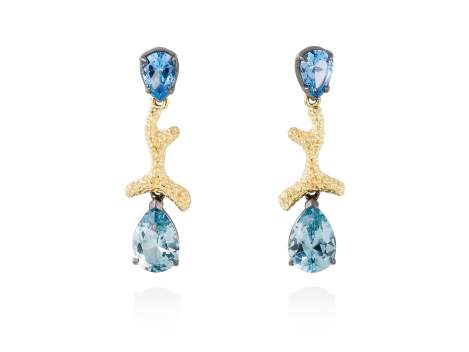 Earrings BLUE Blue in golden silver