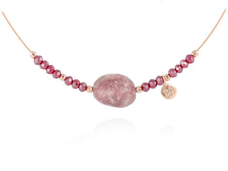 Necklace ZEN Red in rose silver