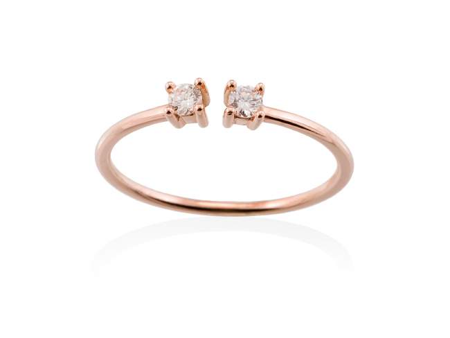 Ring in 18kt. Gold und Diamanten de Marina Garcia Joyas en plata Ring in Rose Gold  (750/1000) mit 2 Gesamtgewicht Diamant 0,12 ct. (Farbe: Top Wesselton (G) Klarheit: SI).