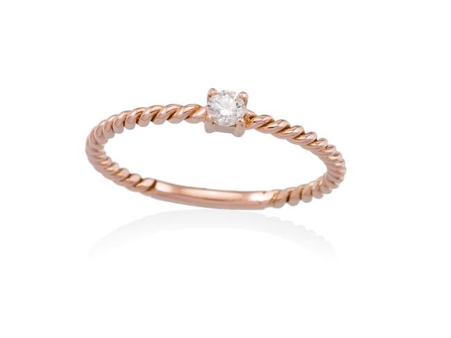 Ring in 18kt. Gold und Diamanten de Marina Garcia Joyas en plata Ring in Rose Gold  (750/1000) mit 1 Diamant Gesamtgewicht 0,10 ct. (Farbe: Top Wesselton (G) Klarheit: SI).