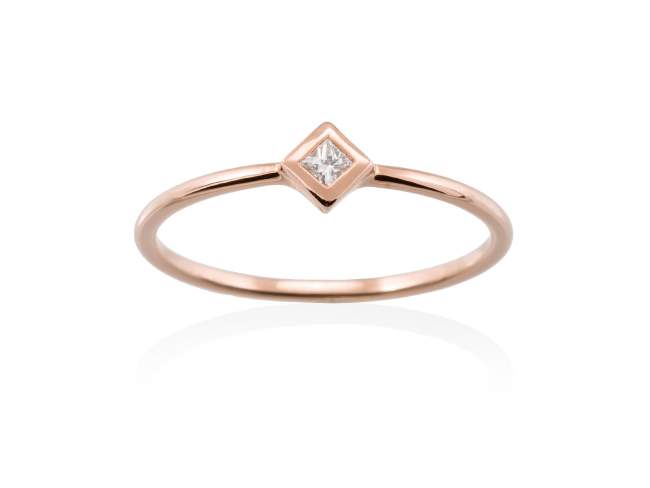 Ring in 18kt. Gold und Diamanten de Marina Garcia Joyas en plata Ring in Rose Gold  (750/1000) mit 1 Diamant Gesamtgewicht 0,05 ct. (Farbe: Top Wesselton (G) Klarheit: SI).