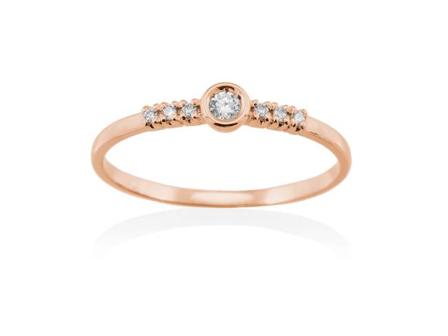 Ring in 18kt. Gold und Diamanten de Marina Garcia Joyas en plata Ring in Rose Gold  (750/1000) mit 7 Gesamtgewicht Diamant 0,08 ct. (Farbe: Top Wesselton (G) Klarheit: SI).