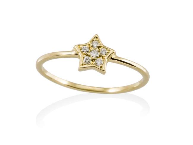 Ring in 18kt. Gold und Diamanten de Marina Garcia Joyas en plata Ring in Gelbgold  (750/1000) und 6 Gesamtgewicht Diamant 0,06 ct. (Farbe: Top Wesselton (G) Klarheit: SI).