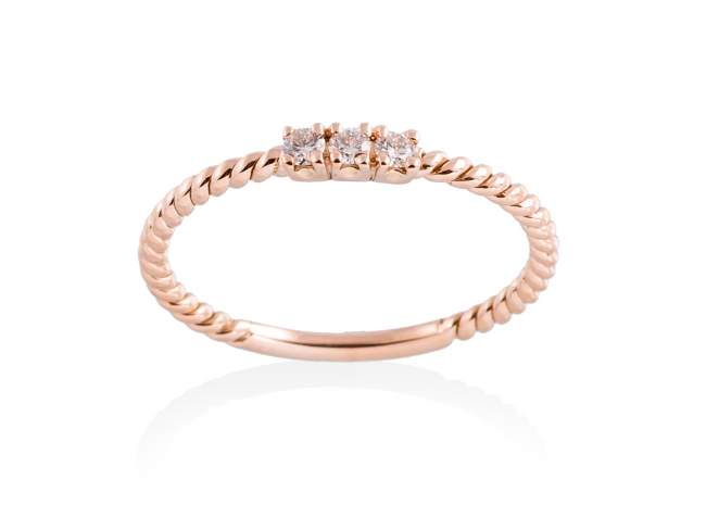 Ring in 18kt. Gold und Diamanten de Marina Garcia Joyas en plata Ring in Rose Gold  (750/1000) mit 3 Gesamtgewicht Diamant 0,10 ct. (Farbe: Top Wesselton (G) Klarheit: SI).