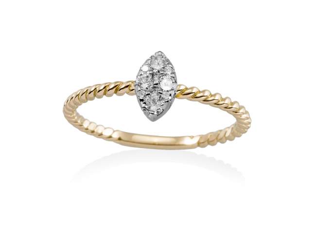 Ring in 18kt. Gold und Diamanten de Marina Garcia Joyas en plata Ring in Gelbgold und Weiss Gold (750/1000) und 10 Gesamtgewicht Diamant 0,21 ct. (Farbe: Top Wesselton (G) Klarheit: SI).