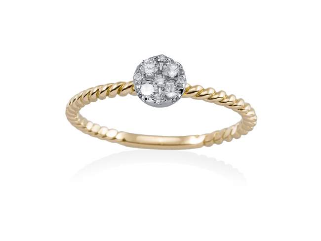 Ring in 18kt. Gold und Diamanten de Marina Garcia Joyas en plata Ring in Gelbgold und Weiss Gold (750/1000) und 9 Gesamtgewicht Diamant 0,21 ct. (Farbe: Top Wesselton (G) Klarheit: SI).
