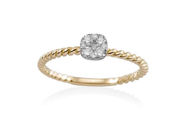 Ring in 18kt. Gold und Diamanten de Marina Garcia Joyas en plata Ring in Gelbgold und Weiss Gold (750/1000) und 9 Gesamtgewicht Diamant 0,20 ct. (Farbe: Top Wesselton (G) Klarheit: SI).