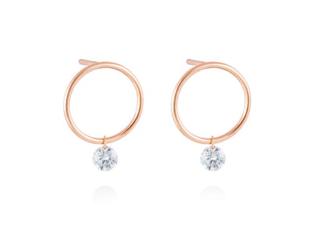 Earrings in 18kt. Gold and diamonds de Marina Garcia Joyas en plata Earrings in 18kt rose gold with 2 diamonds carat total weight 0.20  (Color: Wesselton (H) Clarity: SI).  (Diamond with a laser drill on bezel facet)