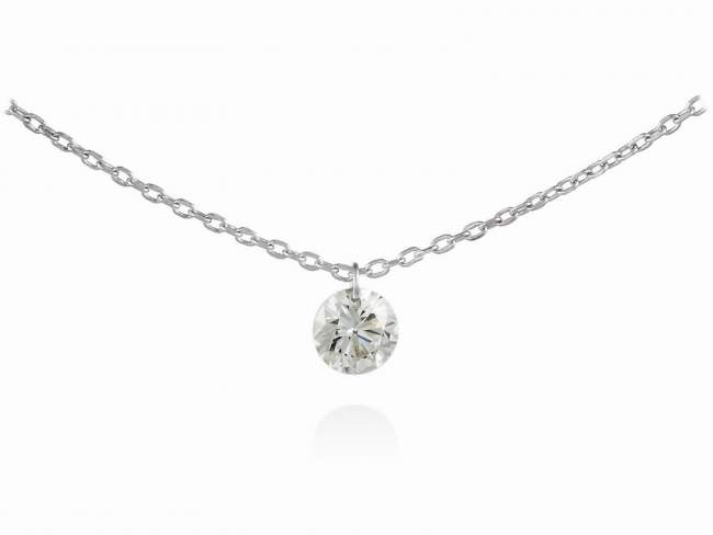 Necklace in 18kt. Gold and diamonds de Marina Garcia Joyas en plata Necklace in rodhium plated 18kt white gold with 1 diamond carat total weight 0.15 with a laser drill on bezel facet. (length: 40-42 cm.)