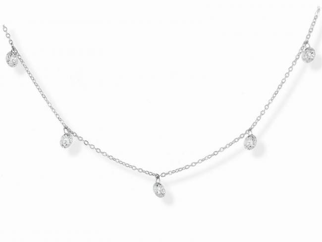 Necklace in 18kt. Gold and diamonds de Marina Garcia Joyas en plata Necklace in rodhium plated 18kt white gold with 5 diamonds carat total weight 0.50 with a laser drill on crown main facet. (length: 40-42 cm.)