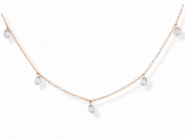 Necklace in 18kt. Gold and diamonds de Marina Garcia Joyas en plata Necklace in rose plated 18kt white gold with 5 diamonds carat total weight 0.50 (Diamonds with a laser drill on crown main facet) (Color: Wesselton (H) Clarity: SI).(length: 40-42 cm.)