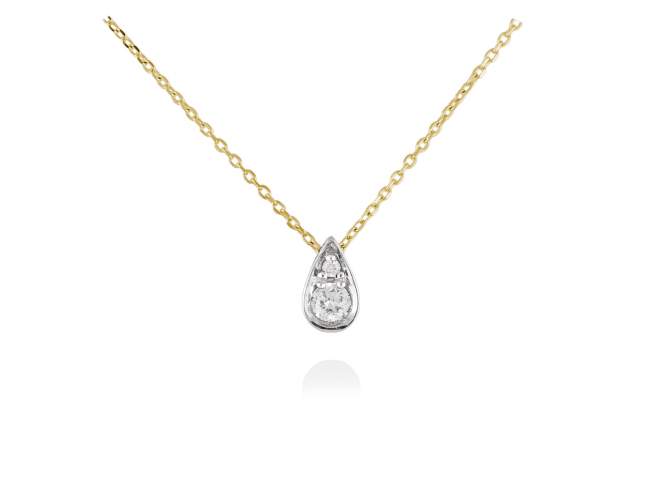 Halskette in 18kt. Gold und Diamanten de Marina Garcia Joyas en plata Halskette in Gelbgold und Weiss Gold (750/1000) mit 2 Gesamtgewicht Diamant 0,07 ct. (Farbe: Top Wesselton (G) Klarheit: SI).(Länge: 38-40 cm)