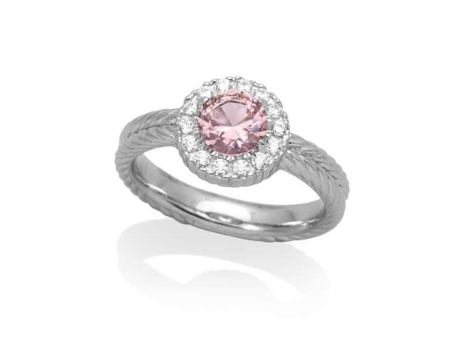 Ring MAUI Pink in silver de Marina Garcia Joyas en plata Ring in rhodium plated 925 sterling silver, white cubic zirconia and synthetic morganite.  