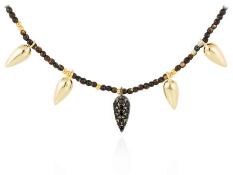 Necklace TRUCO Black  in golden silver
